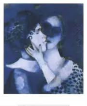 MARC CHAGALL Blue Lovers 23" x 19" Offset Lithograph 2008 Modernism