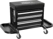 160KG Mechanics Roller Seat Tool Box w/ Magnetic Pads 3-Drawer,Cushion,Rear Tray