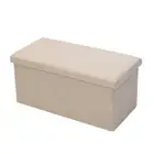Box Sweden Cream Ottoman Storage Cube 76x36cm Faux Linen Stool/Home Organiser