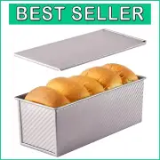 Elegant Champagne Gold Loaf Pan with Lid - Heavy Carbon Steel for Perfect Breads