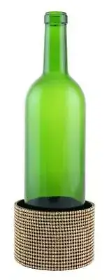 (D) Decorated Wine Coaster, Golden Crystal Pieces, Wine Bottle Holder