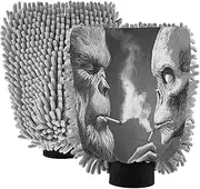 XYMZR Alien Sasquatch Funny Absorbent Microfiber Car Wash Mitt, Funny Cute Anime Scratch Free for Cars Cleaning, Home Cleaning Mitts, 2 Pack, 10.24” L x 7.09” W