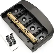 Musiclily Ultra Half Size String-through-body Vintage Tele Style Guitar Bridge with Solid Aluminum Alloy Plate and Brass 3-Saddle, Black