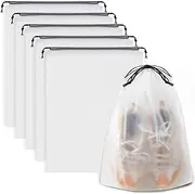 [COIDEA] Shoe Bags for Travel, Drawstring Travel Shoe Bags for Packing, Dustproof Portable Travel Shoe Storage Bag for Men and Women, Clear, Large, 5 Pack