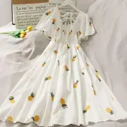 Embroidered Smocked Midi Dress Strawberry - One Size