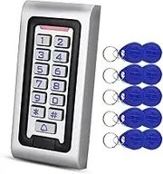 HFeng Standalone IP68 Waterproof RFID Access Control Keypad Metal Card Reader + 10pcs 125KHz Proximity Keychains WG26 2000 Users for Home/Office