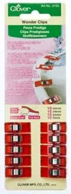 10 red CLOVER WONDER CLIPS CL 3155 GREAT FOR BINDING CLIPS HEAVY DUTY