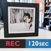 120s SQUARE PHOTO FRAME CARD (BLACK) RECORD sound music voice musical greeting