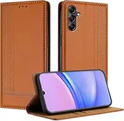 [Mo-Beauty] Mobile Phone Case for Samsung Galaxy A25 5G, PU Leather Flip Foldable for Samsung A25 5G with Stand Function Card Slots Magnetic Case (Brown)