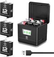Anegine Hero 12 11 10 9 Enduro Battery 1800mAh and LCD Triple Charger Box with SD Card Storage for GoPro Compatible with GoPro Hero 12/11/10/9 Black Rechargeable Battery (3-Pack)