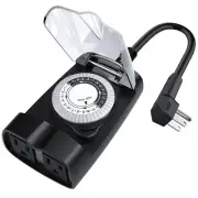 24 Hour Mechanical Outdoor Timer Outlet, Outdoor Timer for Lights, Waterproof...