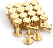 Brass Chicago Screws 10×4×8mm 20Pack Rivets Bookbinding Stud Screws Nail Rivet Flat Head Screwing Fasteners Screw Posts Chicago Screw DIY Purse Collar Belt Shoes Case Jean Leather