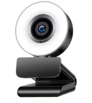 VUPUMER Webcam with Microphone 2K FHD Plug and Play USB Web Camera Ring Light