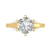 2.7ct Round Cut Clear Stone Bridal Classic Engagement Ring 14k Yellow Solid Gold