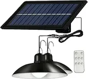 Leona Co Solar Pendant Lights, IP65 Waterproof Solar Shed Lights with Motion Sensor, Hanging LED Indoor Lamp with Remote Control for Barn Gazebo Garage Garden Home (2 Lamp)