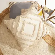 Tassels Cushion Cover 50*50 cm Beige Pillow Cover Handmade Boho rustic decor cream