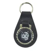 Space Cat Leather Key Chain Fob - [Black][3'' Tall]