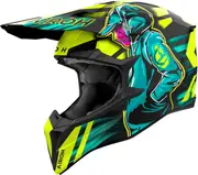 Airoh Wraaap Cyber, motocross helmet , color: Matt Black/Neon-Yellow/Turquoise , size: XXL