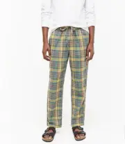 J CREW Mens Pajama Pants L XL MADRAS Plaid PJ Cotton Pockets Pull On Lounge NWT