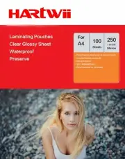 A4 Heat Laminating Pouches Thick Film 250 Micron ( 125x2 ) - 100 Sheets Hartwii
