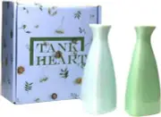 Set of 2 Celadon Small Bud Vase for Flowers Mini Vases for Decor, Green & Blue