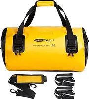 AFISHTOUR 40L Waterproof Motorcycle Duffel Bag - Motorcycle Luggage Tail Bag with Straps for Back Seat - Roll Top Dry Bag for Kayaking, Rafting, Boating, Camping, Travel, Beach (Yellow)
