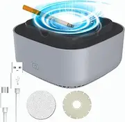 Joyeee 3 in 1 Smokeless Ashtray, Outdoor Ashtray for Cigarettes Smoker, Multifunctional Air Purifier Cleaner Smoke Grabber USB Rechargeable Portable Timed, Air Fresher for Home Office Car Outdoor