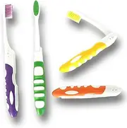 ALAZCO Comfort Hold Travel Toothbrush On The Go Folding Medium Bristle Brushes Compact Size Ergonomic Foldable Tooth Brush Camping Gym School Locker Backpack TSA Approved (4pc Medium)