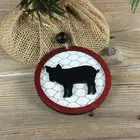 Pig Rustic Farm Christmas Ornament with Laser-Cut Chicken Wire Pattern