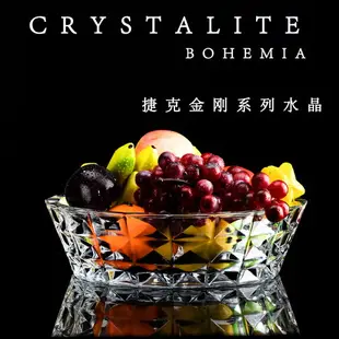 捷克BOHEMIA波西米亞進口水晶玻璃水果盤 果斗 厚重 簡約客廳擺件