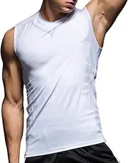 [DISPRA] Compression Shirts for Men | Tummy Control Compression Tank Top Body Slimming Shaper Vest | Skin-Friendly Sleeveless Vest with Ionic Fabric Running Vest