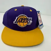 VINTAGE Los Angeles Lakers Basketball Hat Cap Snap Back Purple Yellow NBA NEW
