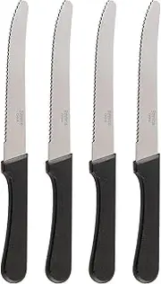 4pcs Steak Knives Serrated Set, Restaurant Quality, Stainless Steel, 4.25-Inch, Rounded Tip, Set of 4