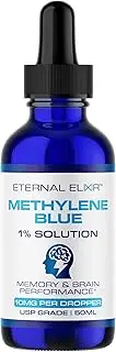 Eternal Elixir Methylene Blue 1% Solution - Memory & Brain Performance - 10mg per Dropper - USP Grade | 50ml Glass Dropper Bottle | No Formaldehyde
