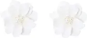 [IWOWHERO] 1Pair ear studs jewelry statement earrings floral ear studs valentines mother earrings flower fashion earrings dangle earrings flower pearl earings white wild ear hook