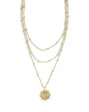 Ettika Compass Keepsake Layered 18K Gold Plated Necklace, 14-17