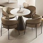 Snaweo Office Reception Room Club Table and Chair Set, Small Conference Room Negotiation Table Sets, Coffee Kitchen Dining Table Set for 4, Dining Table Soft Backrest Seat, for Family Apartment(23.6in