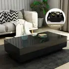 Modern Coffee Table 4-Drawer Side Table High Gloss Living Room Furniture - Black