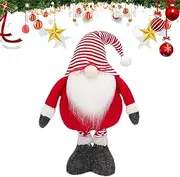 Christmas Gnome Doll - Faceless Standing Gnome with Telescopic Legs, Craft Gnome Decor Supplies, Striped Christmas Tree Decoration, Christmas Joy Décor for Home Decorations, Indoor Holiday Accents