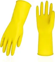 Vgo... 1/2/3/5/10Pairs Reusable Household Cleaning Gloves, Rubber Dishwashing gloves, Long Sleeves(Yellow)