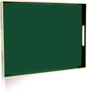 Gifturbo Large Serving Tray with Handles，Green Rectangular Plastic Elegant