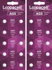 20 AG5 393 LR754 SR754 Alkaline Battery Button Cell By LOOPACELL