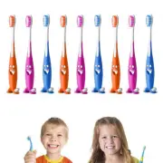 9 Pack Happy Smiley Toothbrush Lot Soft Bristles Suction Cup Stand Kid Oral Care