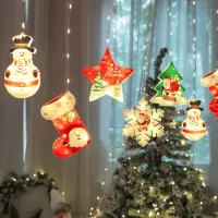 在飛比找樂天市場購物網優惠-窗簾燈新品LED彩燈圣誕節櫥窗裝飾彩繪滿天星防水電池冰條燈串