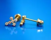 gold cross 14k earrings yellow or white cz stud white cubic zirconia solid