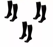 3 Pair Lg/XL Black Graduated Compression Socks Support Stockings Men's Women's