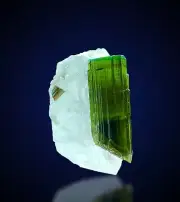 Blue Green Tourmaline Crystal On Quartz, Double Terminated Tourmaline Crystal