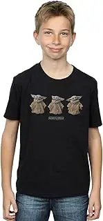 [Absolute Cult] Star Wars Boys The Mandalorian The Child Poses T-Shirt Black 3-4 Years