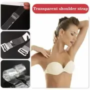 1Pair Clear Invisible Bra Straps Adjustable Detachable Transparent Metal Hook