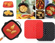 1x Square Reusable Air Fryer Liners Non-Stick Silicone Air Fryer Basket Mat 21cm